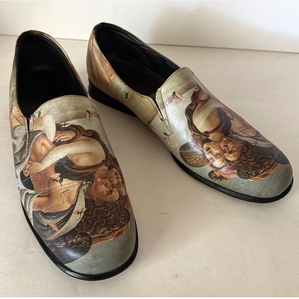 Icon Shoes Birth of Venus Botticelli Leather Loafers Art Print size 7 made USA